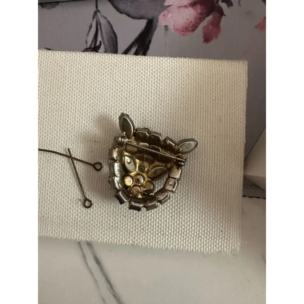 VTG 1960s Rhinestone Cat Brooch - Picture 5 of 5